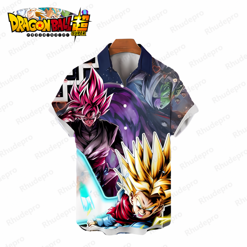 2024 Herenkleding Super Saiya Dragon Ball Z Shirt Aan Zee Trip Hoge Kwaliteit Strandstijl Goku Y 2K Vegeta Oversized Anime Zomer