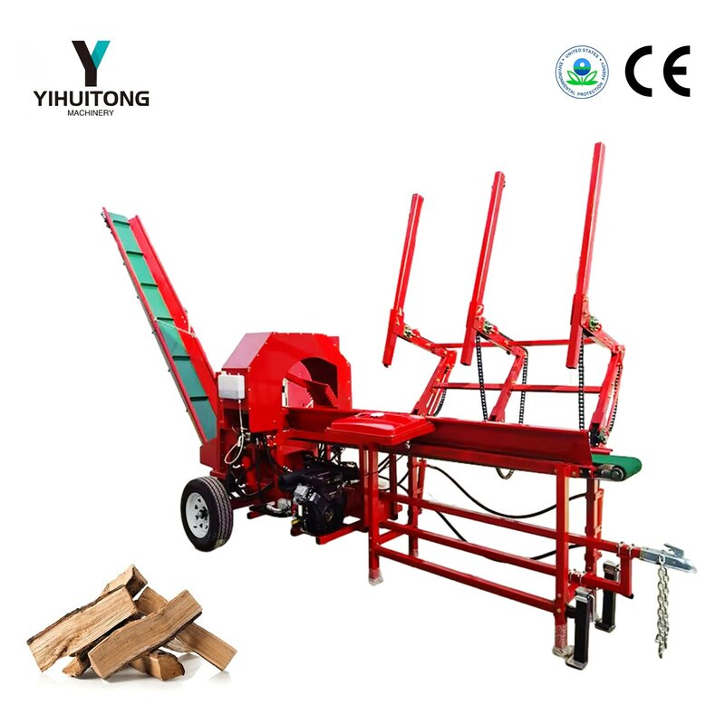 Procesador de leña de 35 toneladas, maquinaria agrícola, divisor de troncos hidráulico de madera con ruedas, posventa gratis
