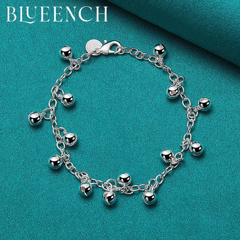Blueench-pulsera de plata de ley 925 con flecos de campana para mujer, joyería de moda para fiesta con fecha