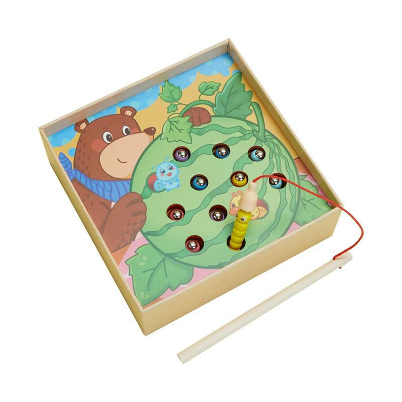 モンテッソーリ-1〜3歳の釣り用の磁気木製プレイキット,魚を捕まえるためのゲーム