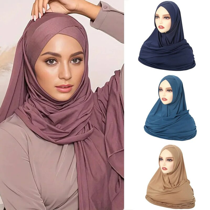Bufanda de Hijab instantánea para la frente para mujer, Jersey musulmán listo para usar, turbante envolvente para mujer, pañuelo para la cabeza
