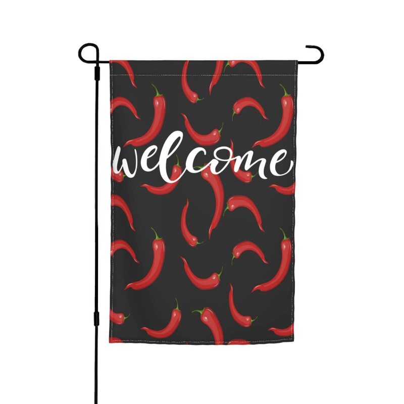 Watercolor Red Chili Garden Flags Food Hot Pepper Pattern Design Holiday Party Yard Flag for Outdoor Farmhouse Decor Porch Flags