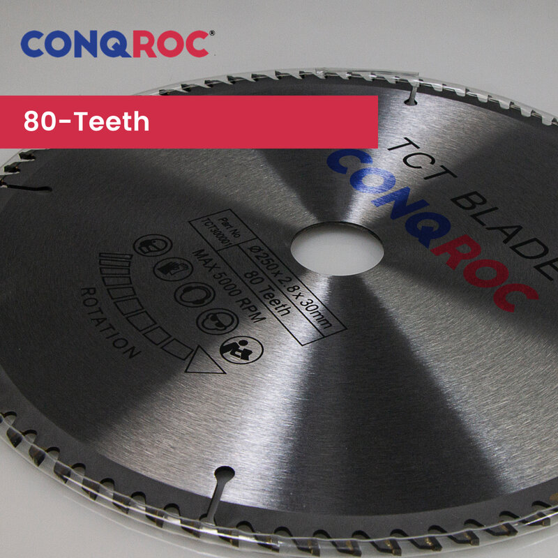 Hoja de sierra Circular TCT de 80 dientes, disco de corte para carpintería, 250x30mm