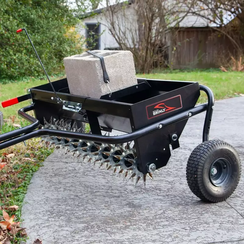 AS2-40BH-P Tow Behind Combination Aerator Spreader with Weight Tray, 40-Inch, Flat Black
