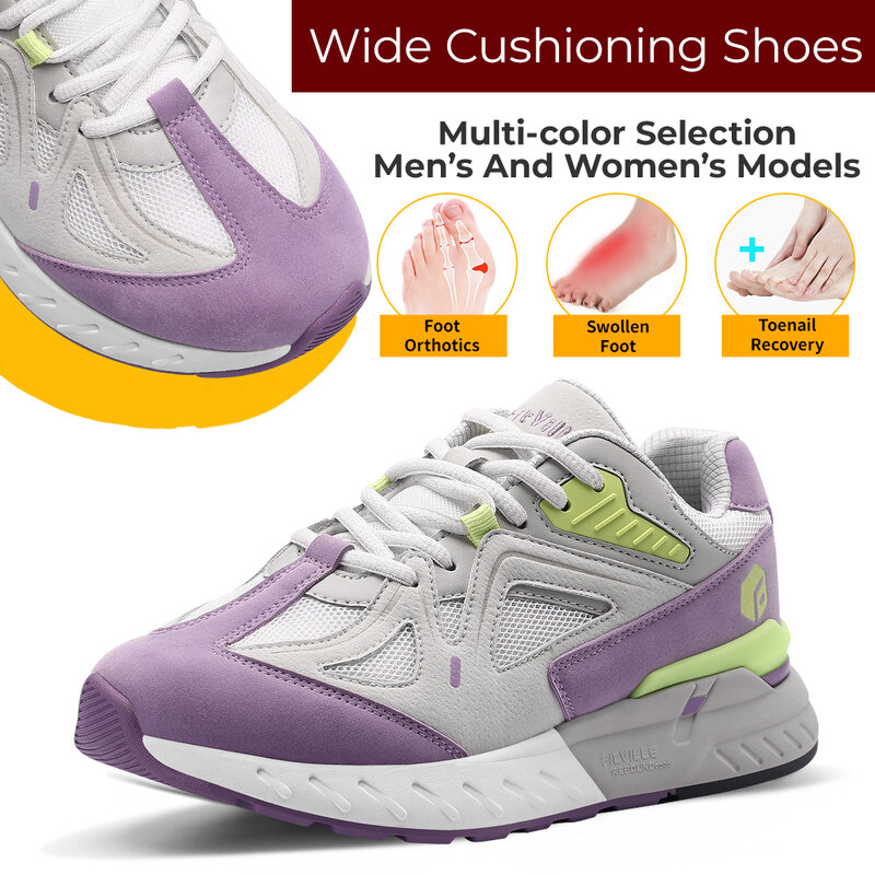 Fitlouis-Sapatos de caminhada antiderrapantes leves para mulheres, tênis de largura larga, pé plano, calcanhar de fascite plantar, alívio da dor