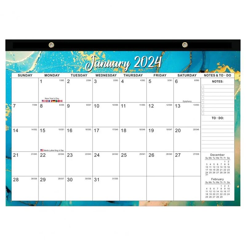 Calendário de parede durável para Cozinha, Inglês Multi-purpose Desktop Calendar, Fácil de ler, 18 meses, 2024.1-2025.6