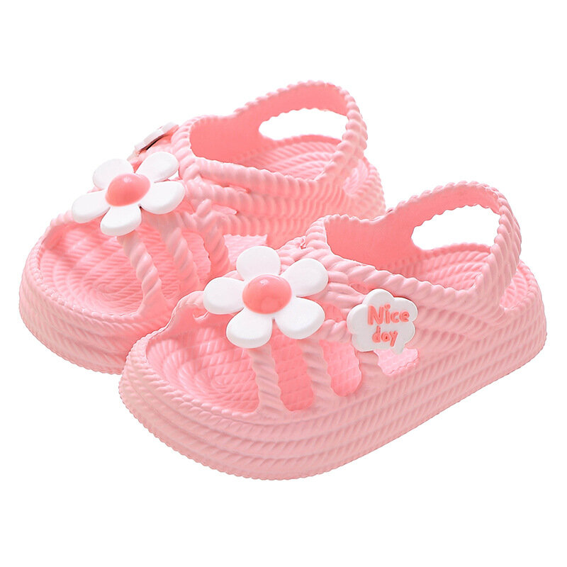 New Summer Aged 2-8 Children Slippers Flower Pattern Lithe Comfort Sandal For Girls Non-slip Seabeach Flip Flops Home Kids Shoes