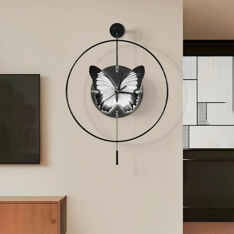 Einfache Mode Wohnzimmer Uhr kreative Licht Luxus Dekoration Wanduhr Premium Schmetterling stumm Wanduhr Home Dekoration