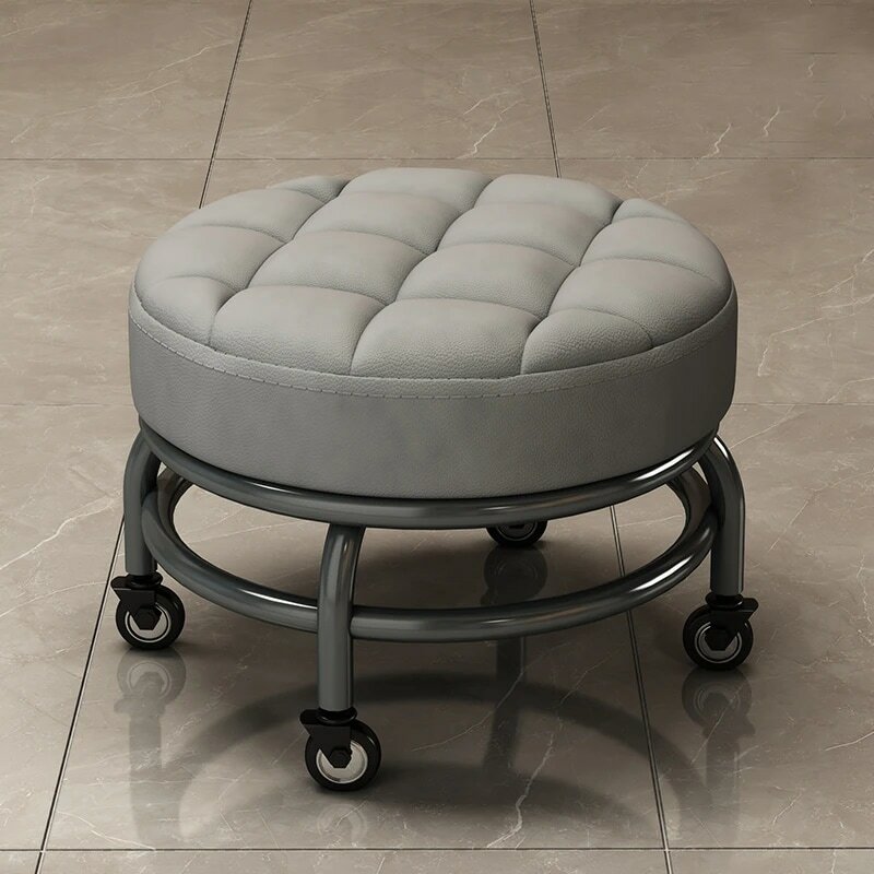 Salon Furniture With Pulley Round Stool Pedicure Chair Work Low Stools Floor Cleaning Changing Shoes Sofa Stool Office Footstool