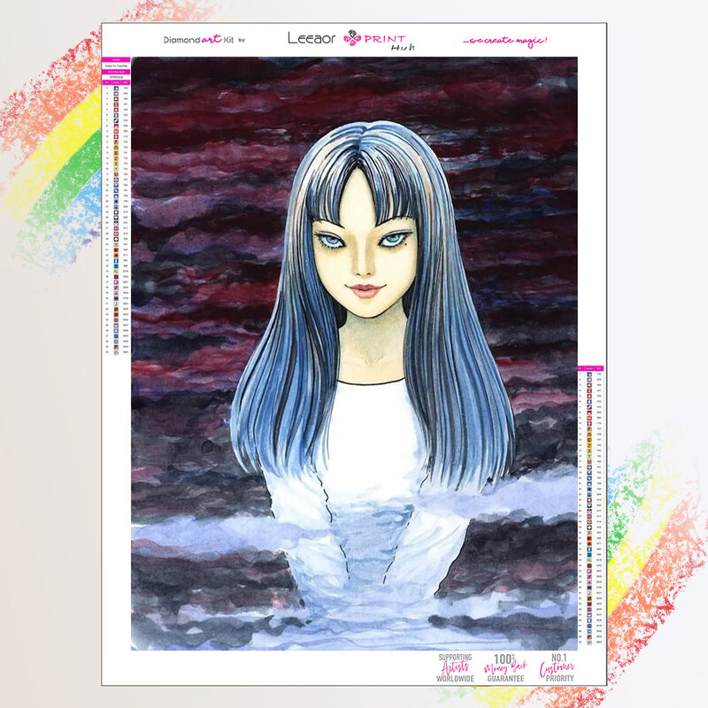 Anime Diamond Painting Horror Girl Tomie Rhinestone Embroidery Mosaic Embroidery Cross Stitch Kit Halloween Home Decor ダイヤモンドアート