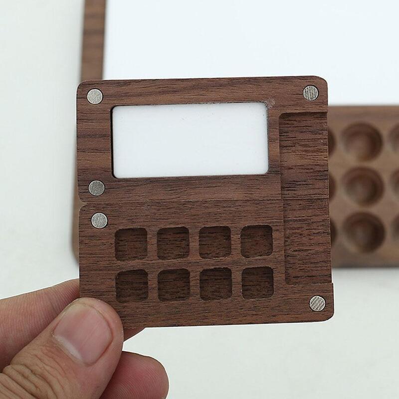Портативная деревянная фотопалитра ручной работы, 8 ячеек, пустые черные мини-принадлежности, краска, фотография, X7o5