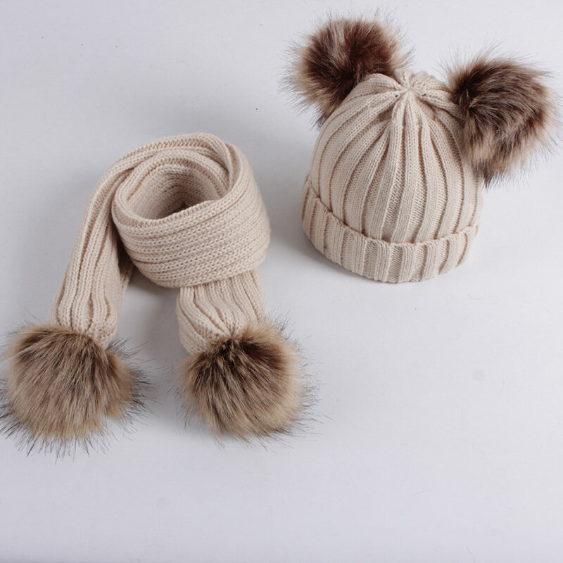 Sciarpa invernale da donna 2023 sciarpe con pompon di pelliccia spessa fascia calda scialli da donna avvolge coperta cappello femminile sciarpa Set accessori nuovo