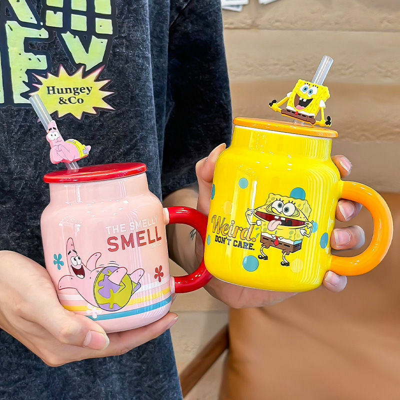 400ML Cartoon SpongeBob Patrick Star Creative Mug Cute Coffee Tea Milk Mugs Cups with Handle Novelty Home Office Birthday Gifts