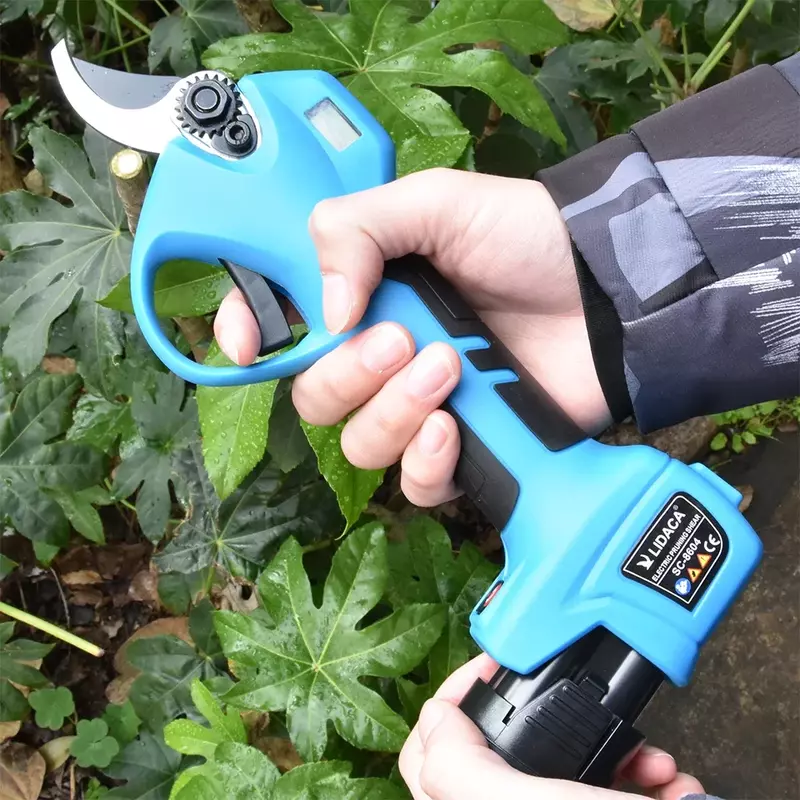 Lidaca-8604 Electric pruning shears battery pruning scissors LCD display Bonsai garden powerful electric cordless for 28mm
