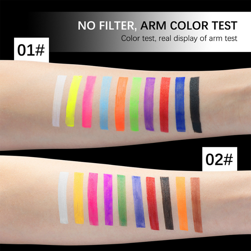 10-kolor wody aktywacji obraz UV zestaw palet rozpuszczalne w wodzie twarzy kolorowe do DIY fluorescencyjne malowania ciała kamuflaż pasty do makijażu Eyeliner