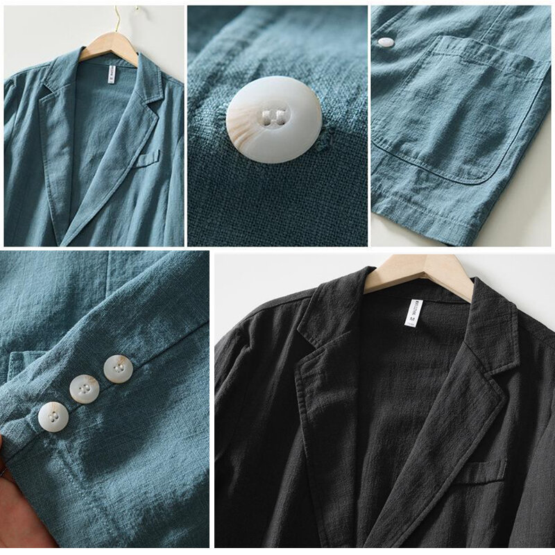 Trajes de Safari de lino y algodón para hombre, chaqueta informal de gran tamaño, Color sólido, novedad de primavera, BL988