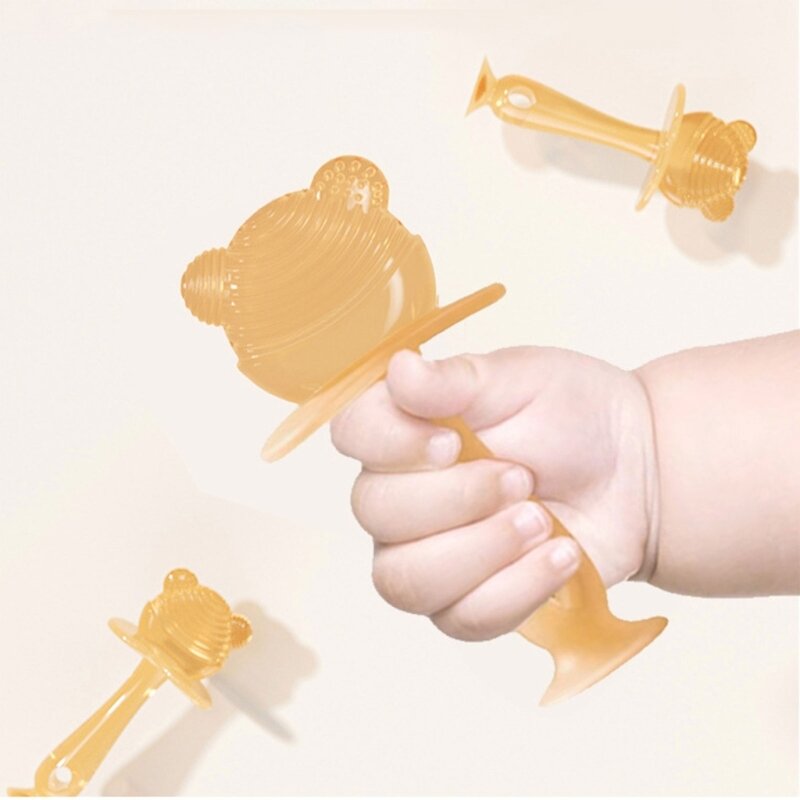 77HD Teething PainRelief Toy Silicone Teether Newborn Molar Chewing Toy Bear Teething Stick Teether Educational Sensory Toy