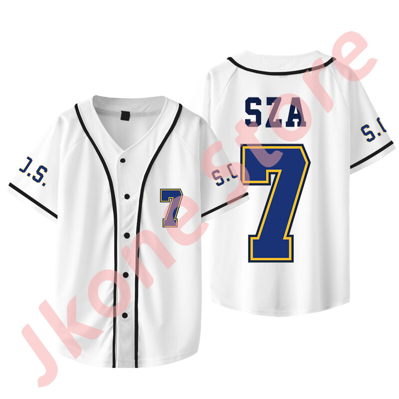 SZA 7 Jersey SOS Tour Merch Baseball Jacket Women Men Fashion Casual Short Sleeve T-shirts Tee