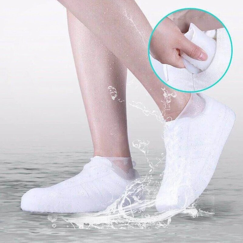1Pair Reusable Waterproof Rain Shoe Covers Silicone Outdoor Rain Boot Overshoes Walking Shoes Accessories Protectors Shoes Cover