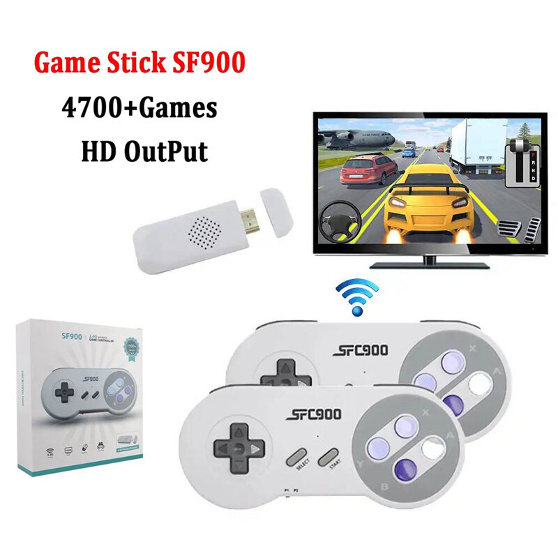 Console de jeu vidéo SF900 pour Super Nintendo SNES, AnjBuilt, plus de 4700 jeux, 4G, compatible HDMI, TV Game Stick, déterminer le lecteur de jeu
