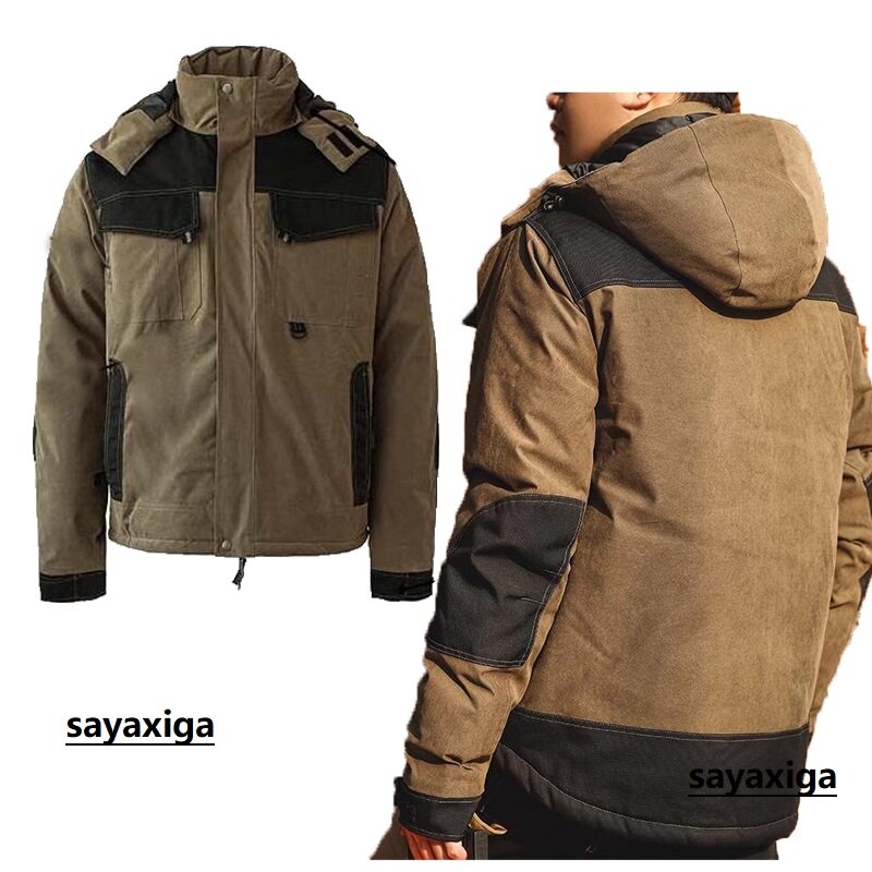 Thermal Warm Winter Jackets For Men Cotton Padded Coat Thickened Parkas Work Clothes Men Working Jacket Coat Hooded Overcoats