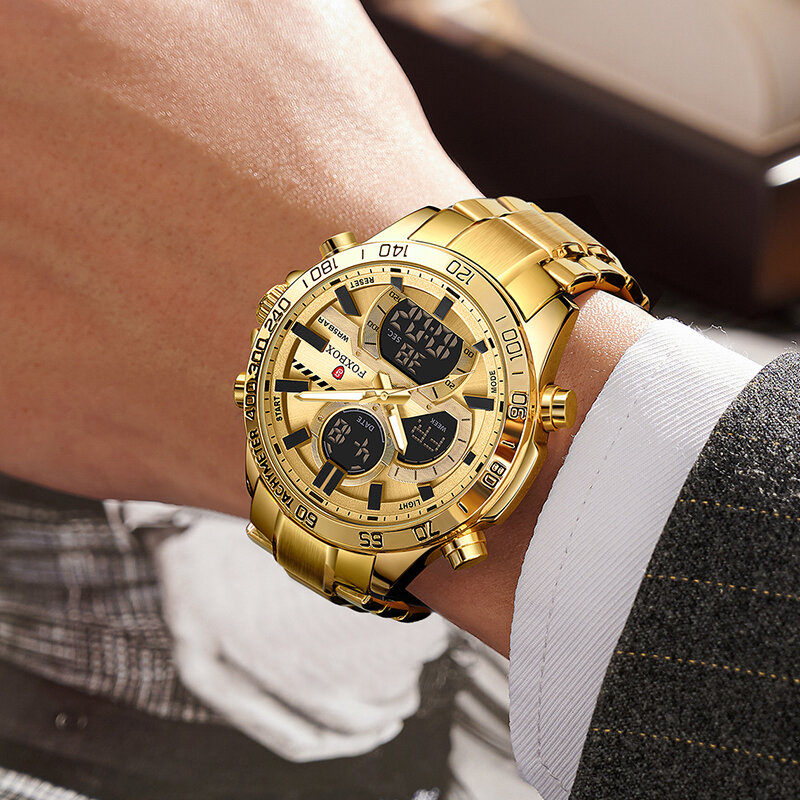 LIGE jam tangan Quartz pria modis, jam tangan militer bisnis antiair 50ATM + kotak 2023
