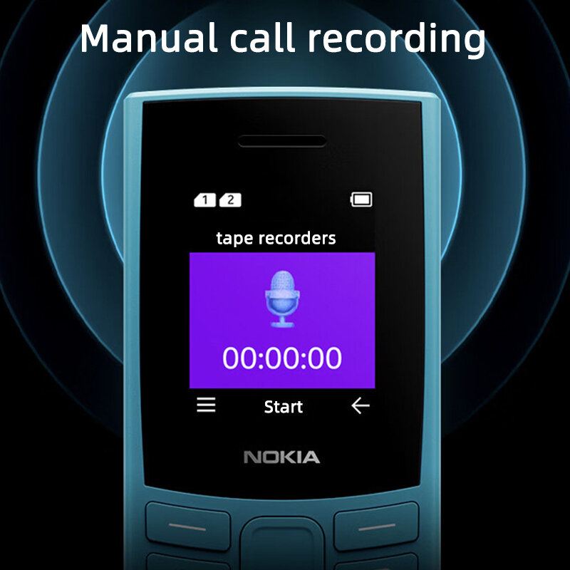 Nowy telefon Nokia 105 4G 2023 Dual SIM 1.8 Cal 5.0 Bluetooth 1450mAh długa latarka czas czuwania FM nagrywanie rozmów radiowych