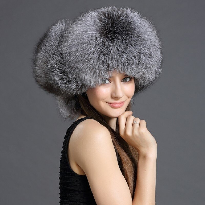 Hot Selling Unisex Earflap Winter Real Fox Fur Russian Hat CX-C-47C
