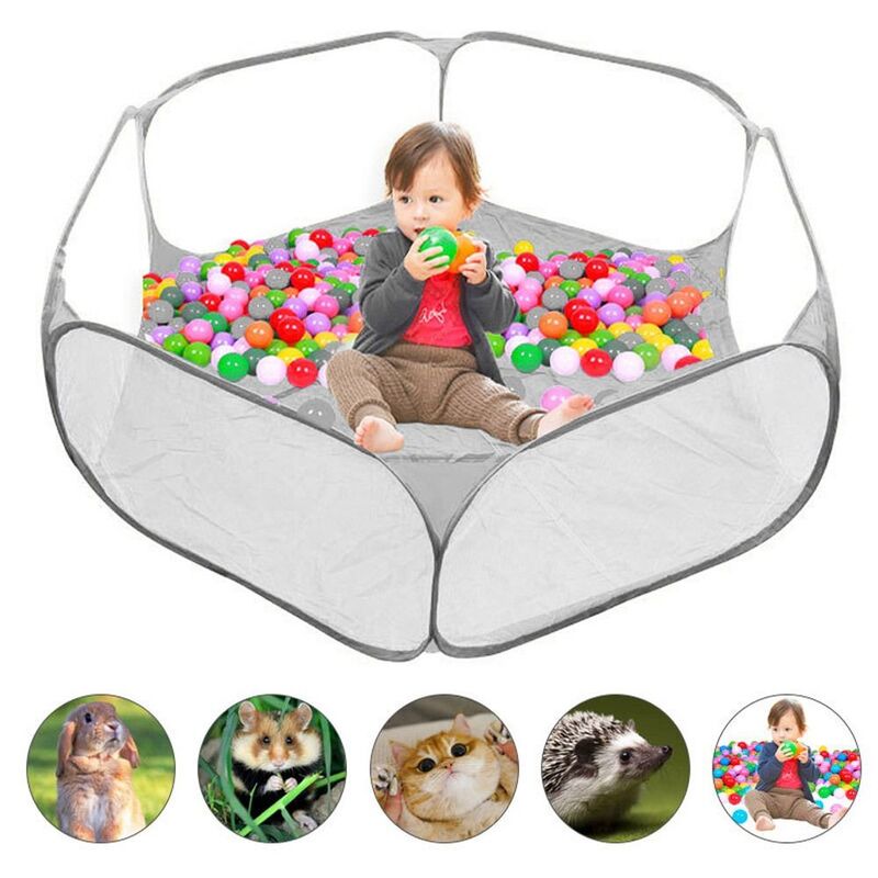 Piscine à balles portable grise pour bébé, jeu d'intérieur pliable pour tout-petits, jeu hexagonal durable
