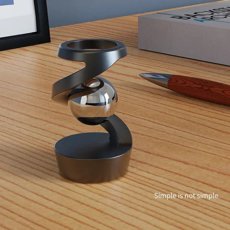 Gravity Defying Kinetic Desk Toy, Desktop Suspended Gyroscope,Optical Illusion Desk Toy, Stress Relief Kinetic Sculpture