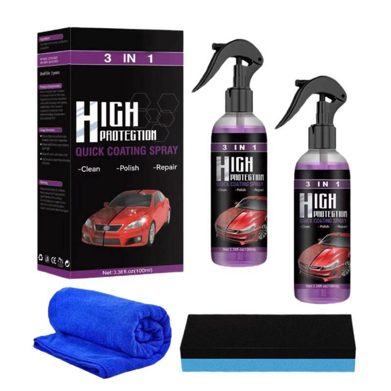 Car Coating Spray High Protection Polish Spray 3 In 1 Coating Spray Refurbisher Waterless Wash & Wax Hydrophobic Top Coat Polish