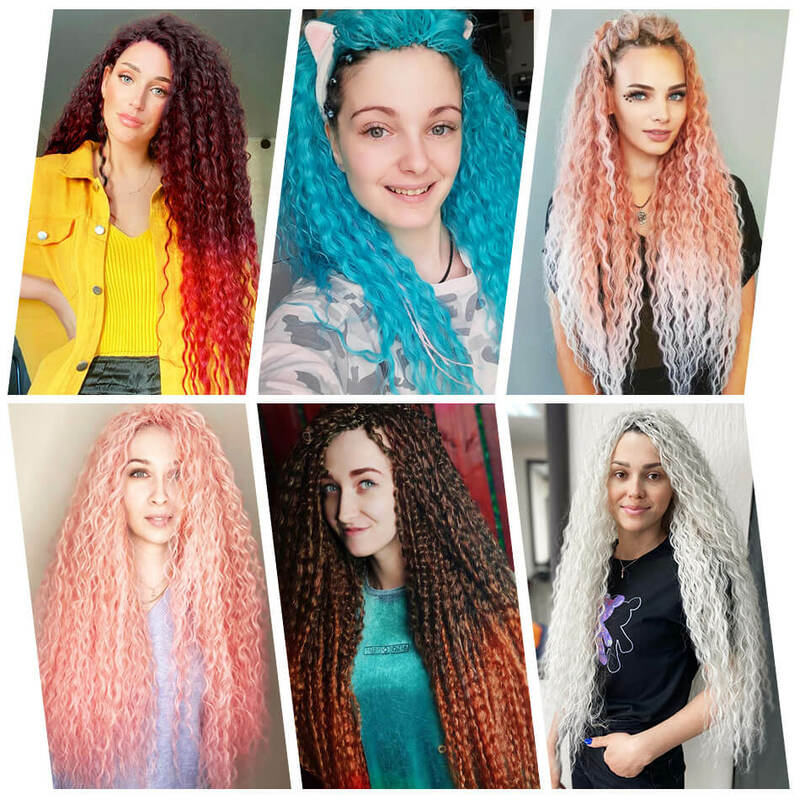 Lange 30 Inch Synthetische Afro Kinky Curly Haak Vlechten Haar 120Gram Ombre Vlechten Hair Extensions Roze Paars Haar Voor Vrouwen