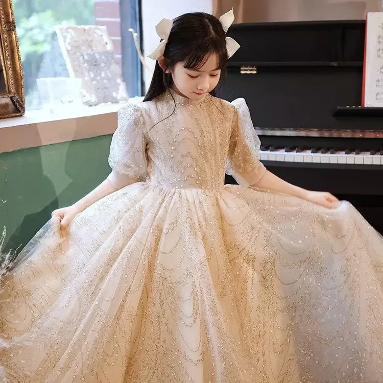 فستان زهرة فتاة لفتاة صغيرة ، مضيف عيد ميلاد ، أداء بيانو حلو ، جديد ، ربيع ،