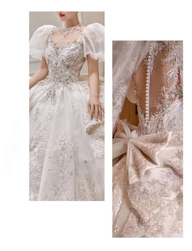 Женское бальное платье с блестками Дубай, Аравийский полуостров, свадебное платье с блестками, роскошное свадебное платье с пышными рукавами, 2023