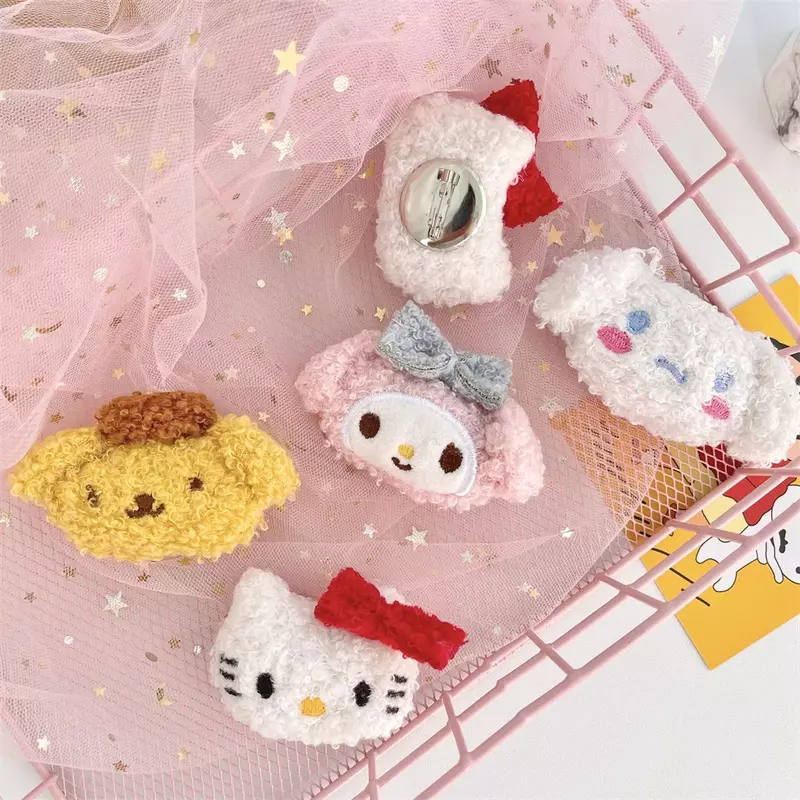 Подходящие аксессуары для одежды Sanrio, подарок Hello Kitty, моя мелодия, плюшевая маленькая брошь в сумке, конфетти, Hello Kitty, коричная