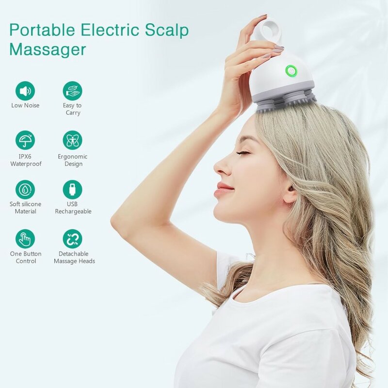 Electric Hair Scalp Massager With Kneading 84Nodes Handheld Portable Head Scratcher Massager For Hair Growth Clean Stress Relax