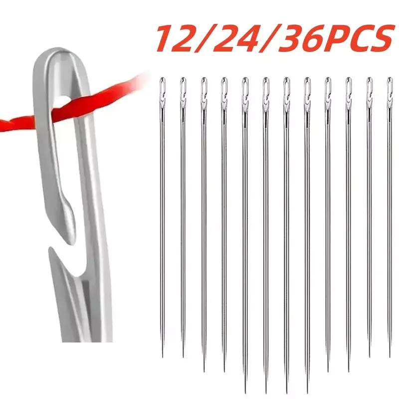 12/36pcs Blind Needle Elderly Needle-Side Hole Hand Household Sewing Stainless Steel Sewing Needless Threading Clothes Sewinghot
