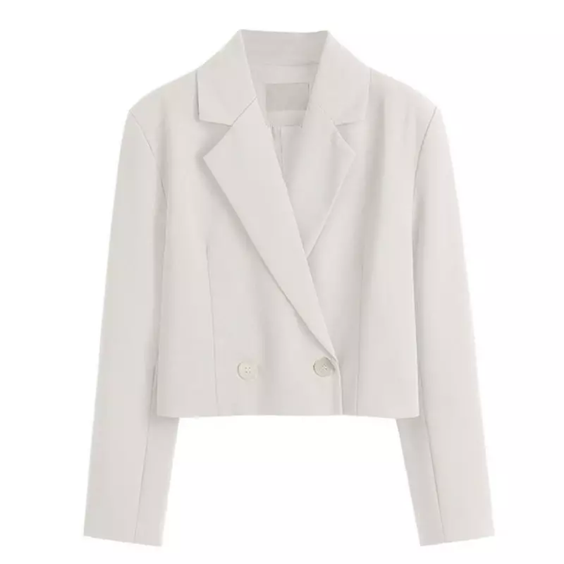 Moor666 moda donna elegante giacca corta Casual Vintage tinta unita manica lunga colletto dentellato giacca doppiopetto