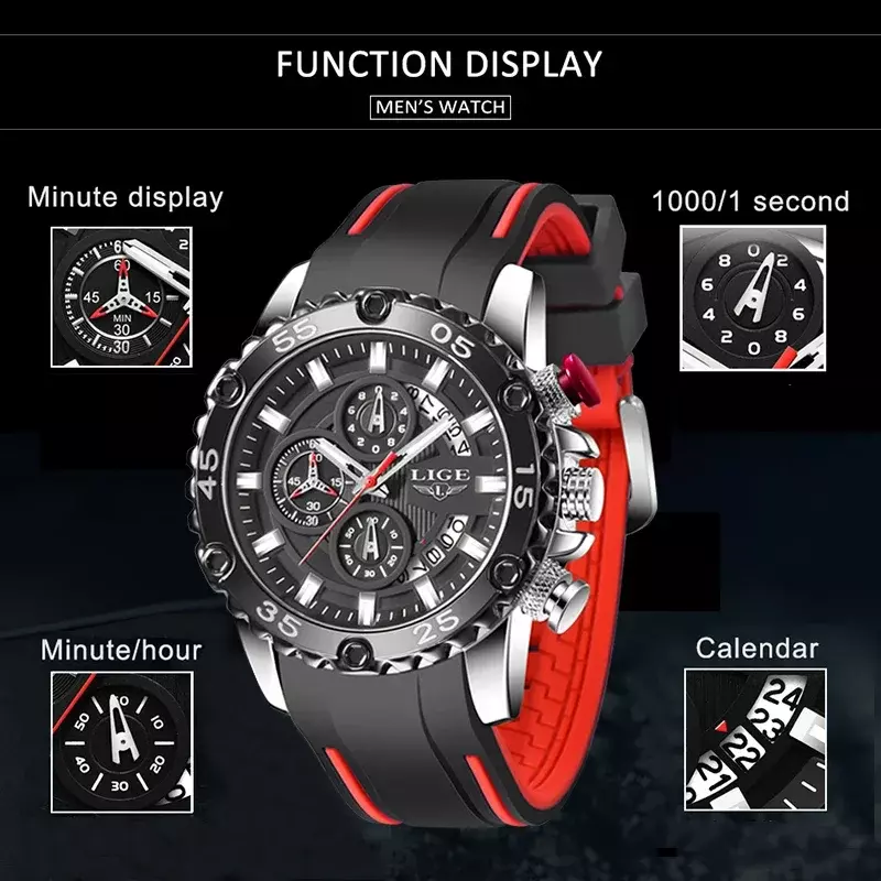 Relógio de quartzo luminoso impermeável masculino, relógios esportivos do exército, cronógrafo, relógio de pulso militar, relógio para homem