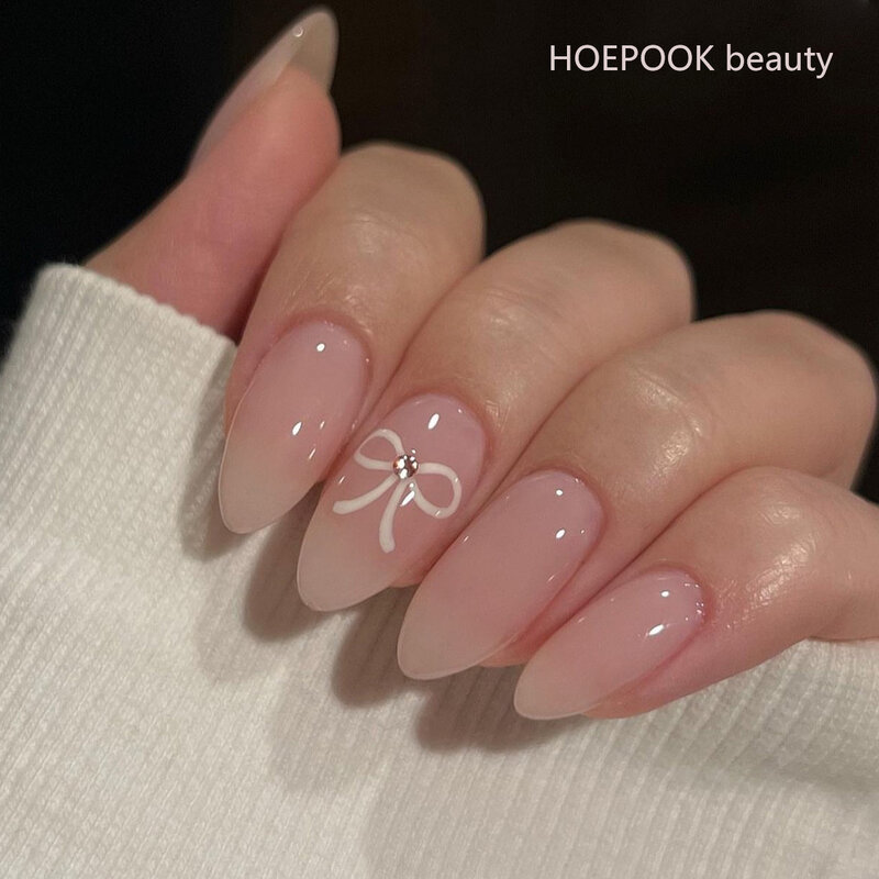 24pcs Pink Gradient Almond Press on Nails Tips Simple Fashion Trend unghie finte Art unghie finte artificiali naturali rimovibili