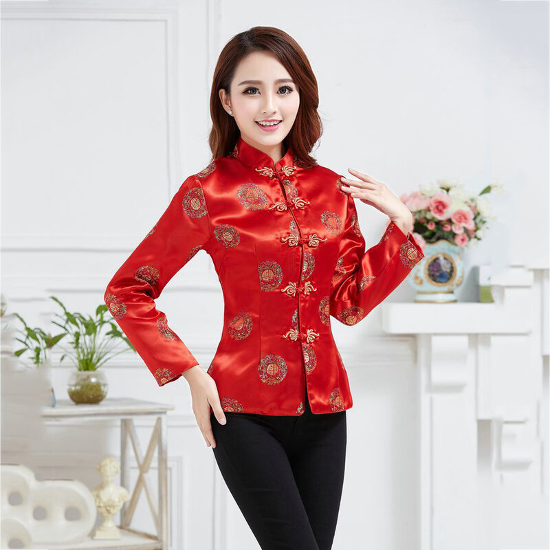 Plus rozmiar strój Tang kurtka koszula tradycyjna chińska odzież kobiet kobiet Retro Vintage Qipao Top Cheongsam haftowana bluzka