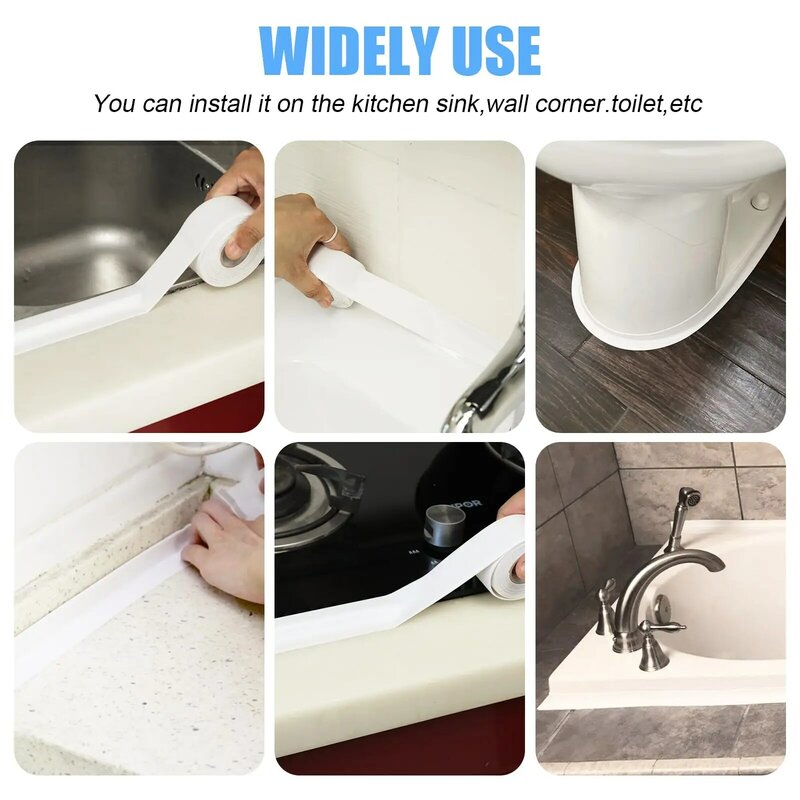 3.2m Shower Bath Sealing Tape PVC Waterproof Self Adhesive Caulk Tape For Bathroom Toilet  Edge Sealer Kitchen Anti Mold Tape