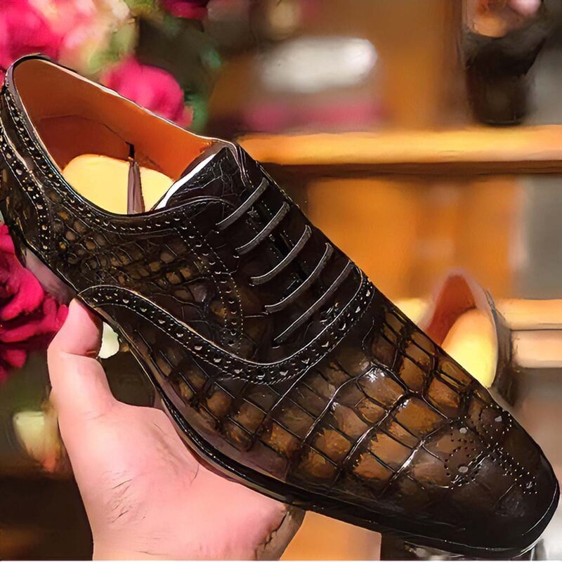 Sanyecheshiping, новинка, Мужская классическая обувь, мужская формальная обувь, Крокодиловая обувь для мужчин