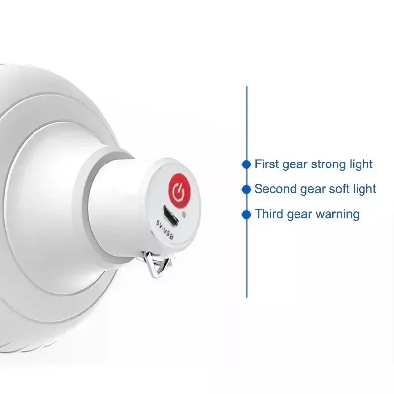 Lampu berkemah LED isi ulang USB portabel, lampu bohlam darurat luar ruangan daya tinggi, lampu baterai, lentera, tenda BBQ