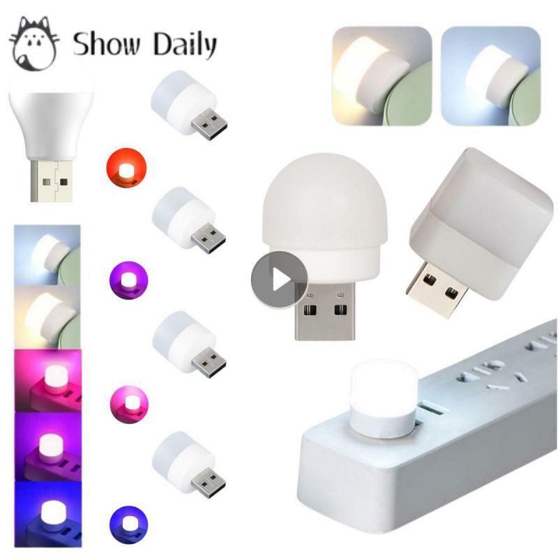 Mini veilleuse LED USB, lampe à prise USB, chargeur de banque d'alimentation, lampes de livre, petites lampes de lecture rondes, protection des yeux