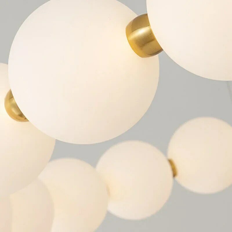 Modern Minimalist Magic Bean Molecular LED Chandelier Restaurant Bedroom Bar Circular Pearl Art Pendant Lamp Home Decor Lighting