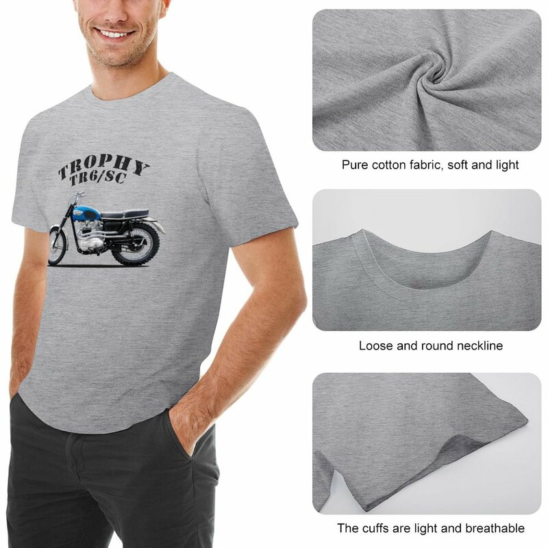 O troféu TR6 motocicleta t-shirt meninos t-shirt simples t-shirt coreano moda engraçada t shirts oversized t shirts para homens