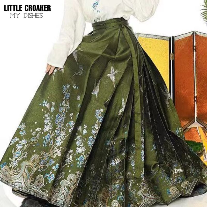 XL Traditional Daily Hanfu Women's Chinese Style Horse-face Pleated Skirt Fashion Street Wear Clothing Vest Skirt Hanfu Suit