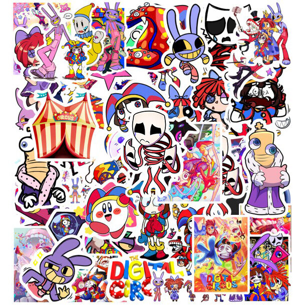Pegatinas de dibujos animados para niños, paquete de circo Digital increíble, Jax Pomni, álbum de recortes, Graffiti, portátil, monopatín, 10/50 piezas