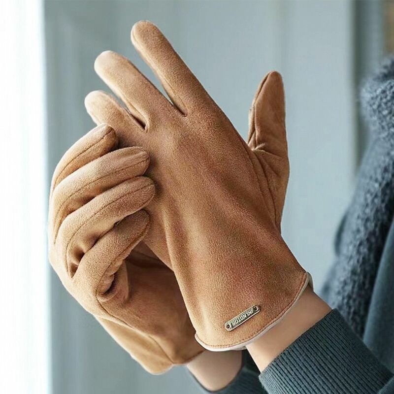 Новые зимние женские перчатки для сенсорных экранов, замшевые бархатные плотные теплые варежки, теплые ветрозащитные перчатки для вождения, лыж